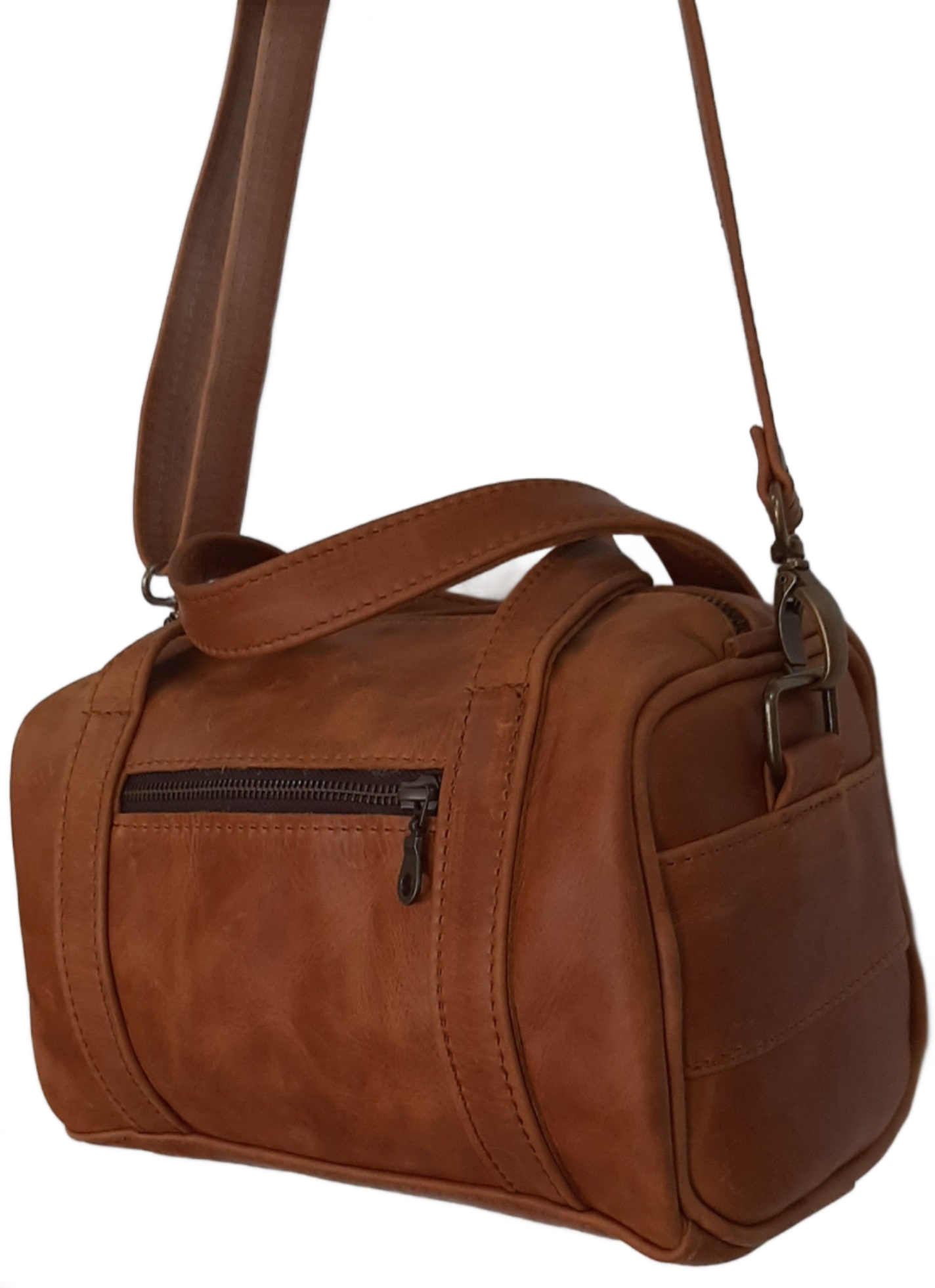 Alex Bathroom bags with Strap in toffee tan colour from Cape Masai Leathe