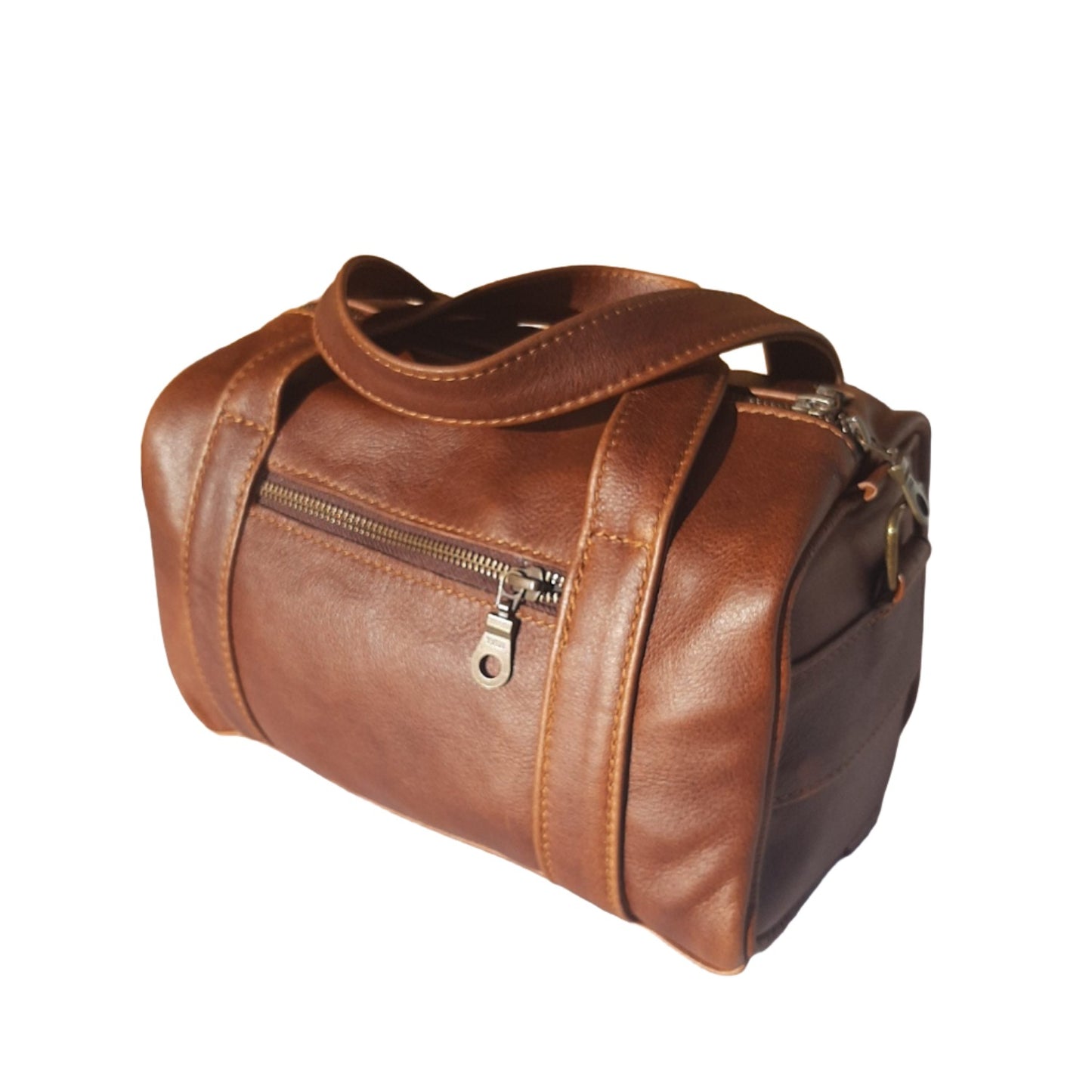 Alex Bathroom bags with Strap in pecan tan colour from Cape Masai Leather