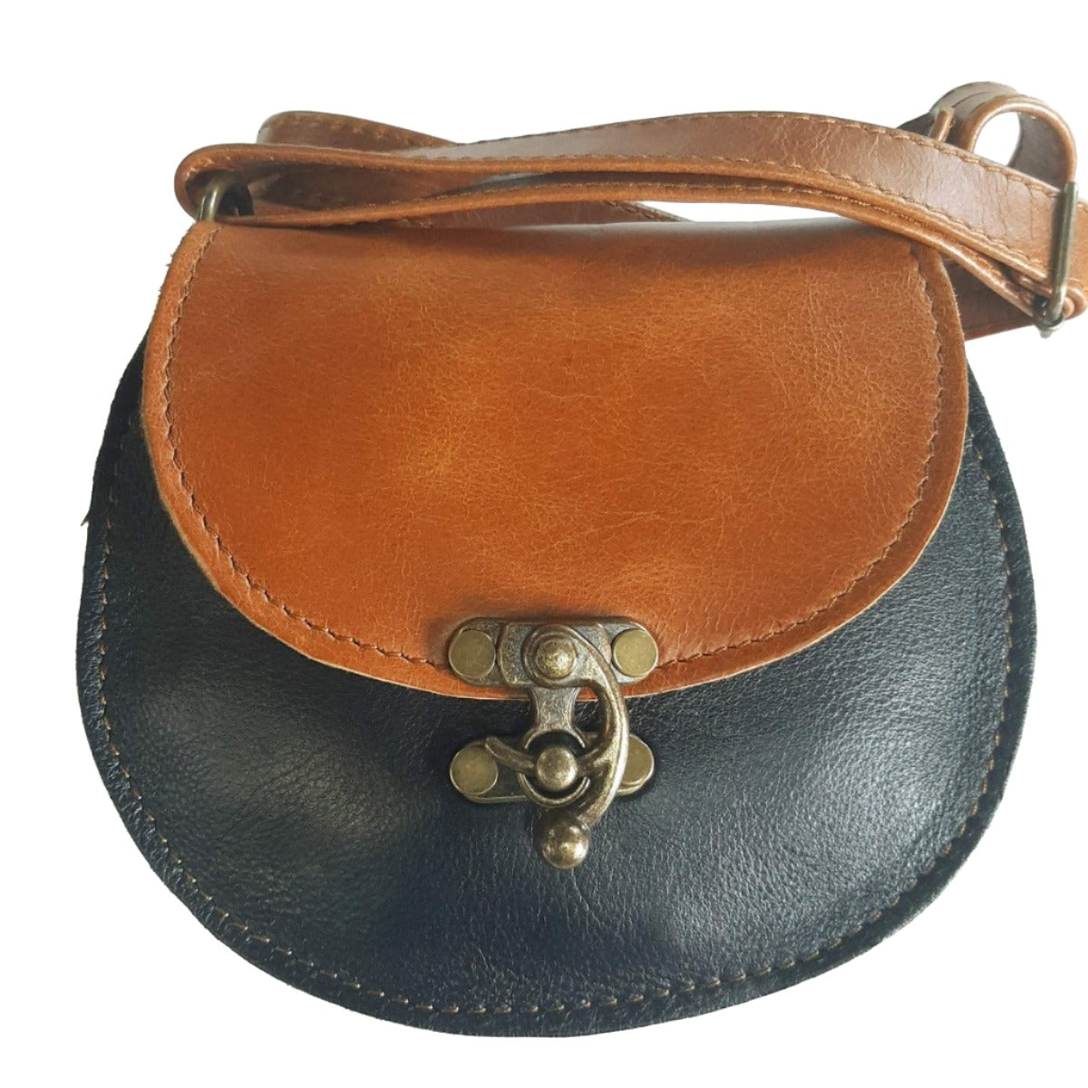 small leather bags in mixed black & light tan - cape Masai Leather