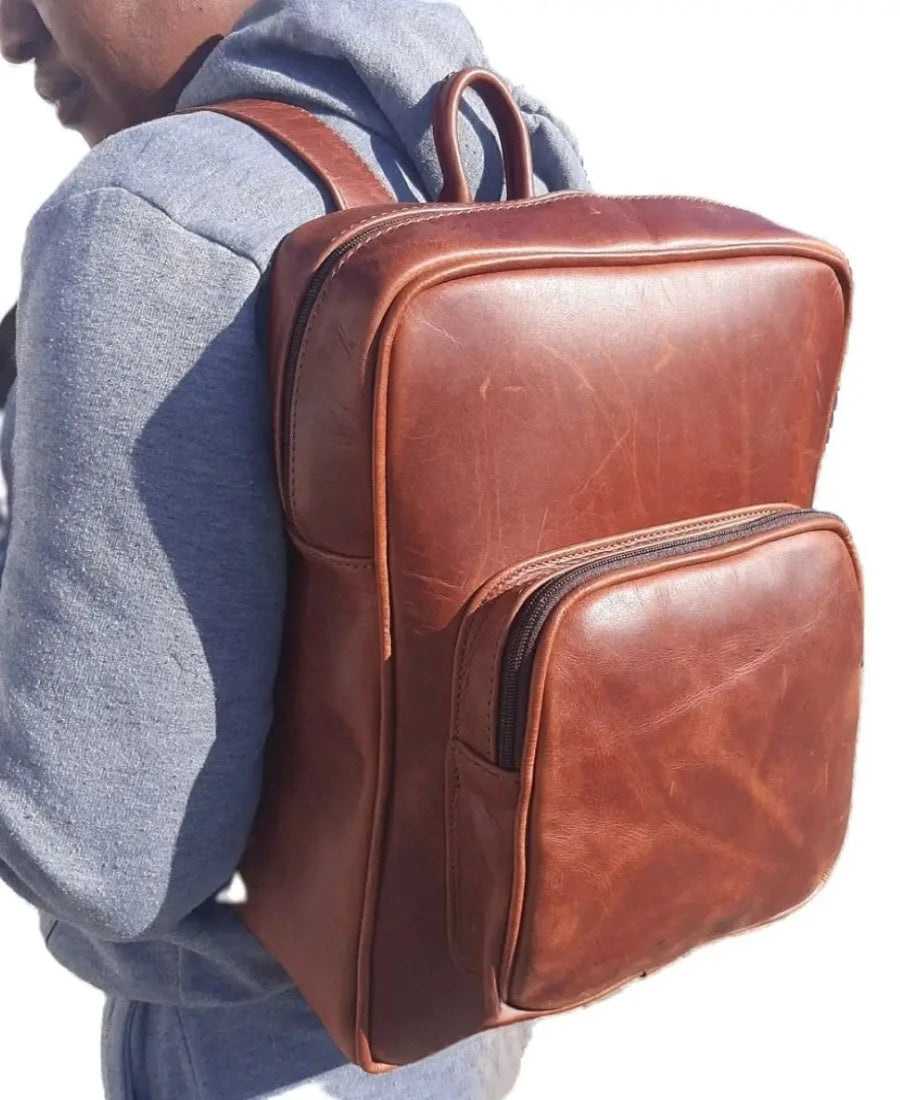 Everyday Laptop backpacks 14 in dark tan from Cape Masai Leather