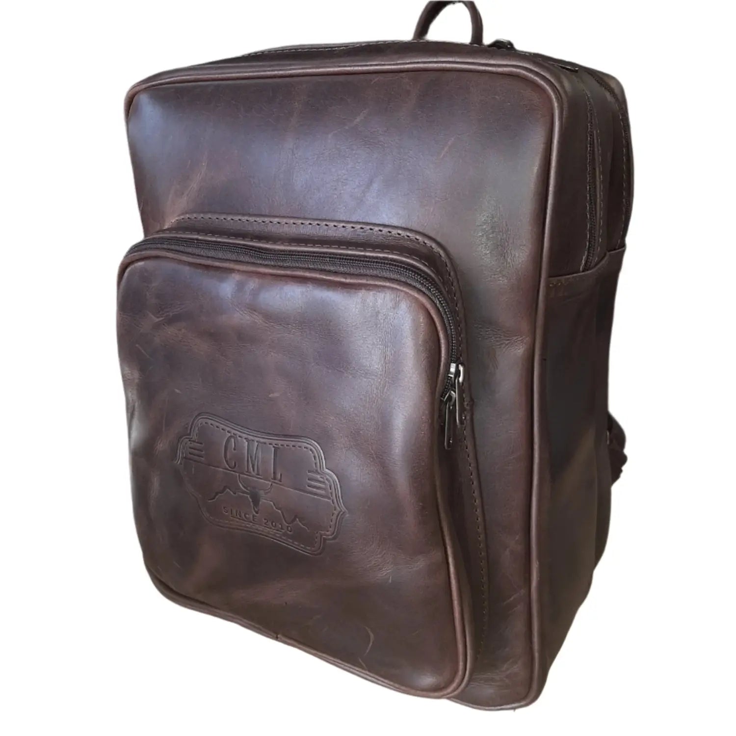 Everyday School Laptop Backpack in diesel brown made by Cape Masai Leather.