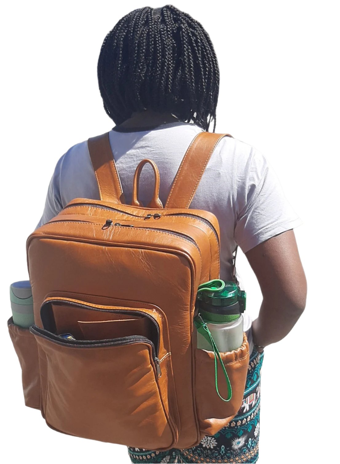Everyday school Laptop backpacks in light tan colour with side pockets