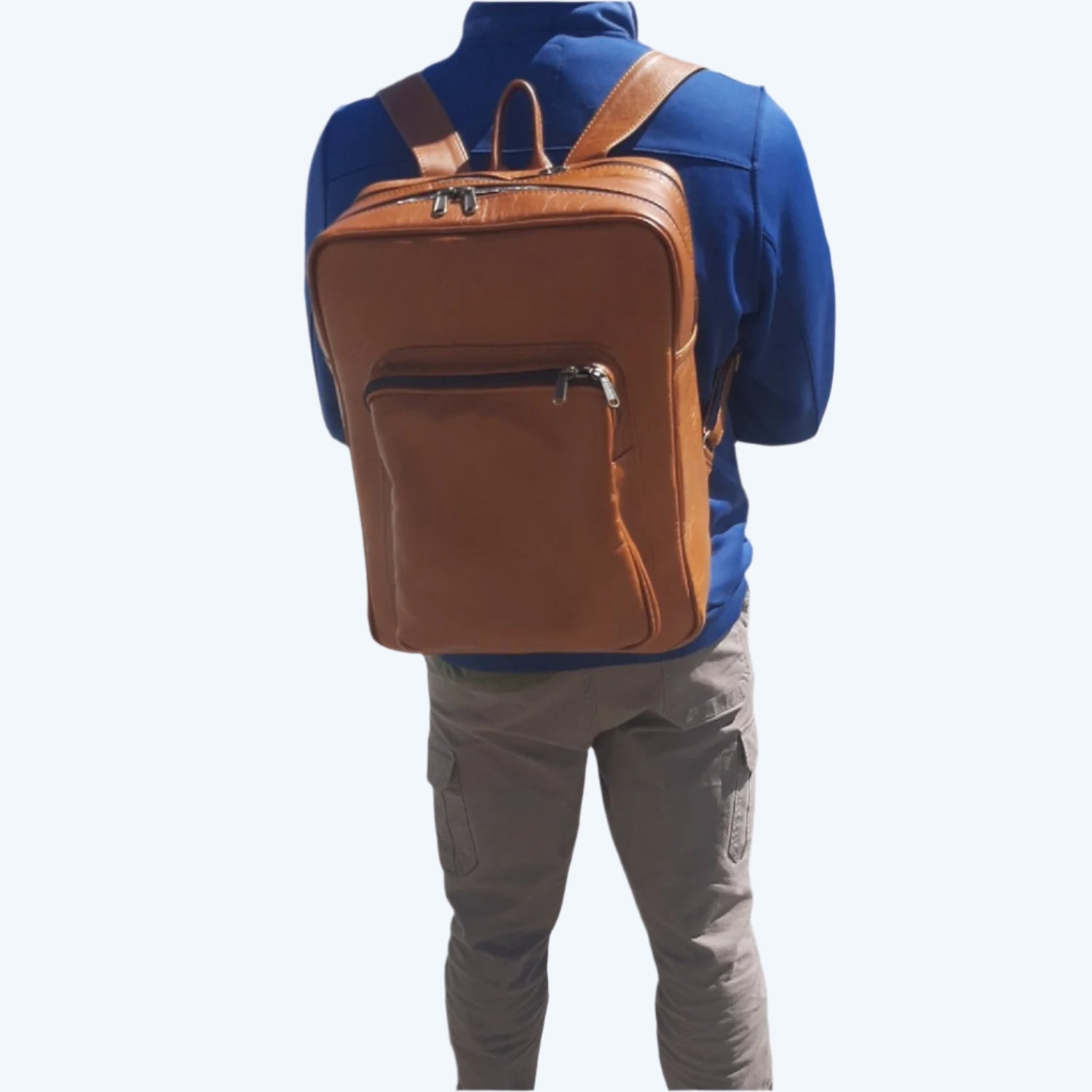 Everyday school Laptop backpacks in light tan colour without the side pockets
