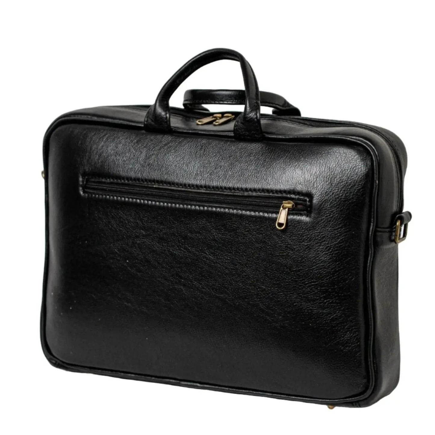 Iconic 15" laptop briefcase bags black - Cape Masai leather