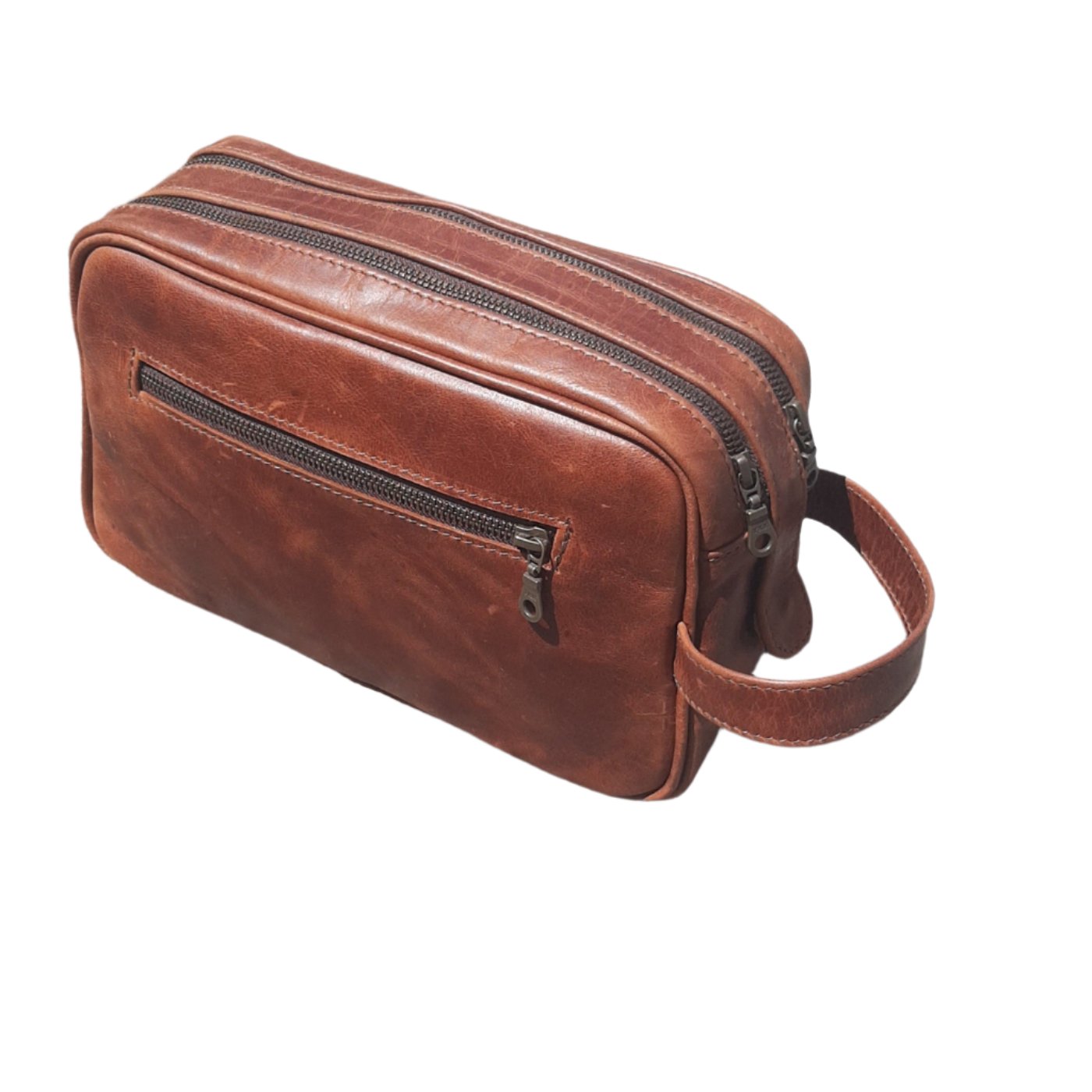 J boy toiletry bag in diesel pitstop cigar by Cape Masai leather