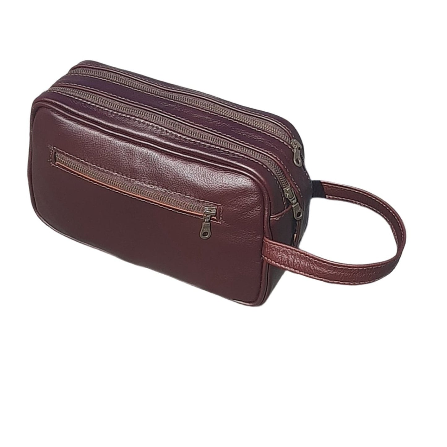 J boy toiletry bag in dark tan by Cape Masai leather