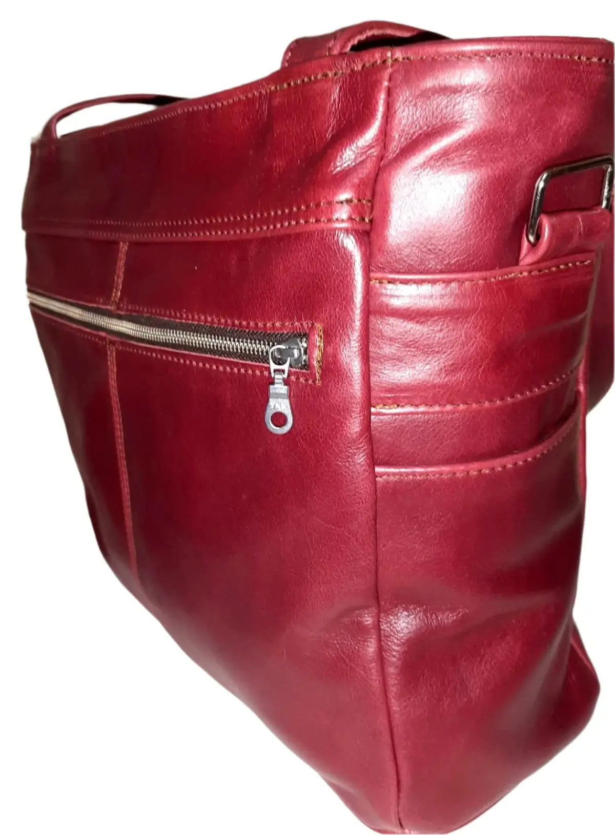 Marie Nel leather bags in cherry red colour made by Cape Masai Leather