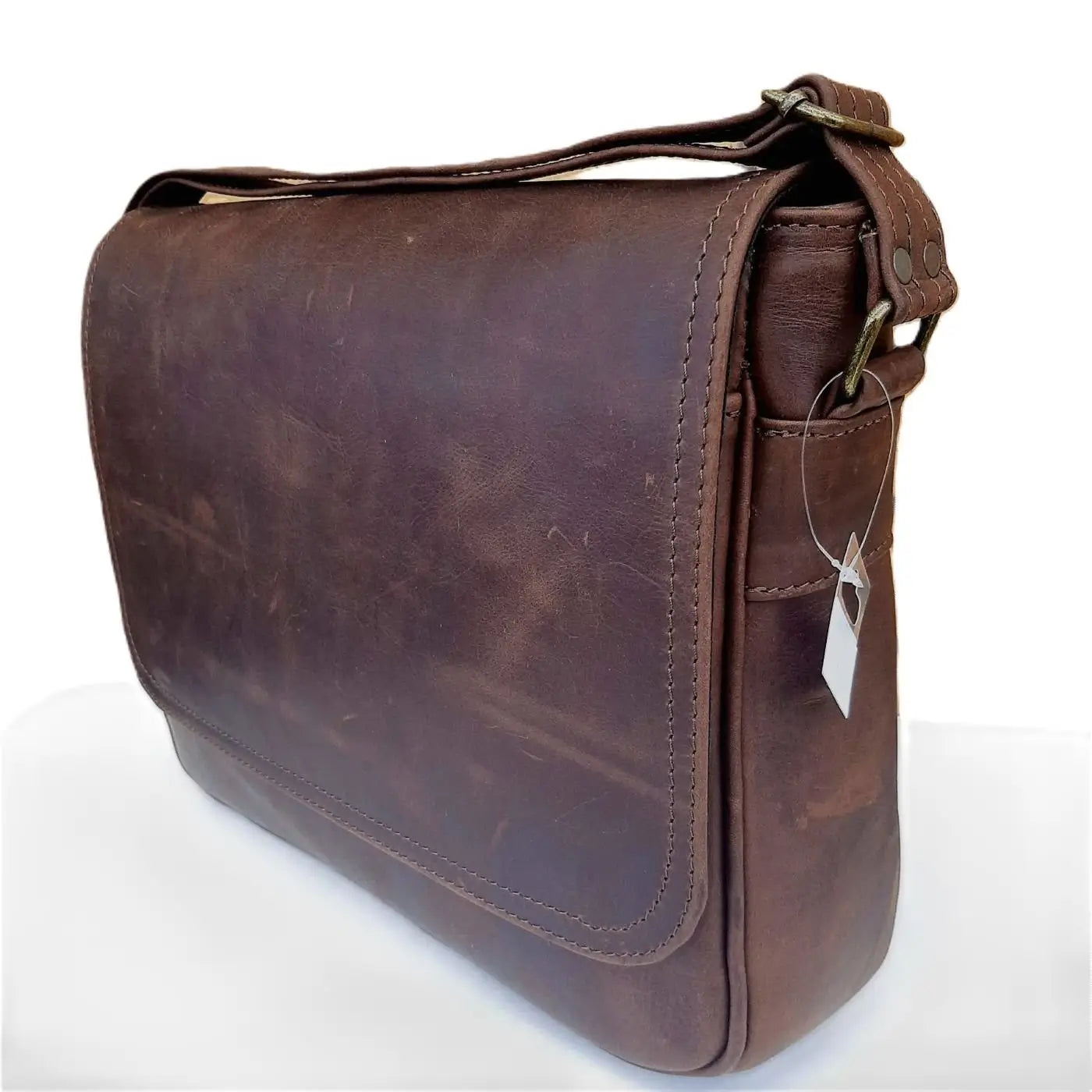 Men's laptop bag 15" from Cape Masai leather in Pitstop rust colour