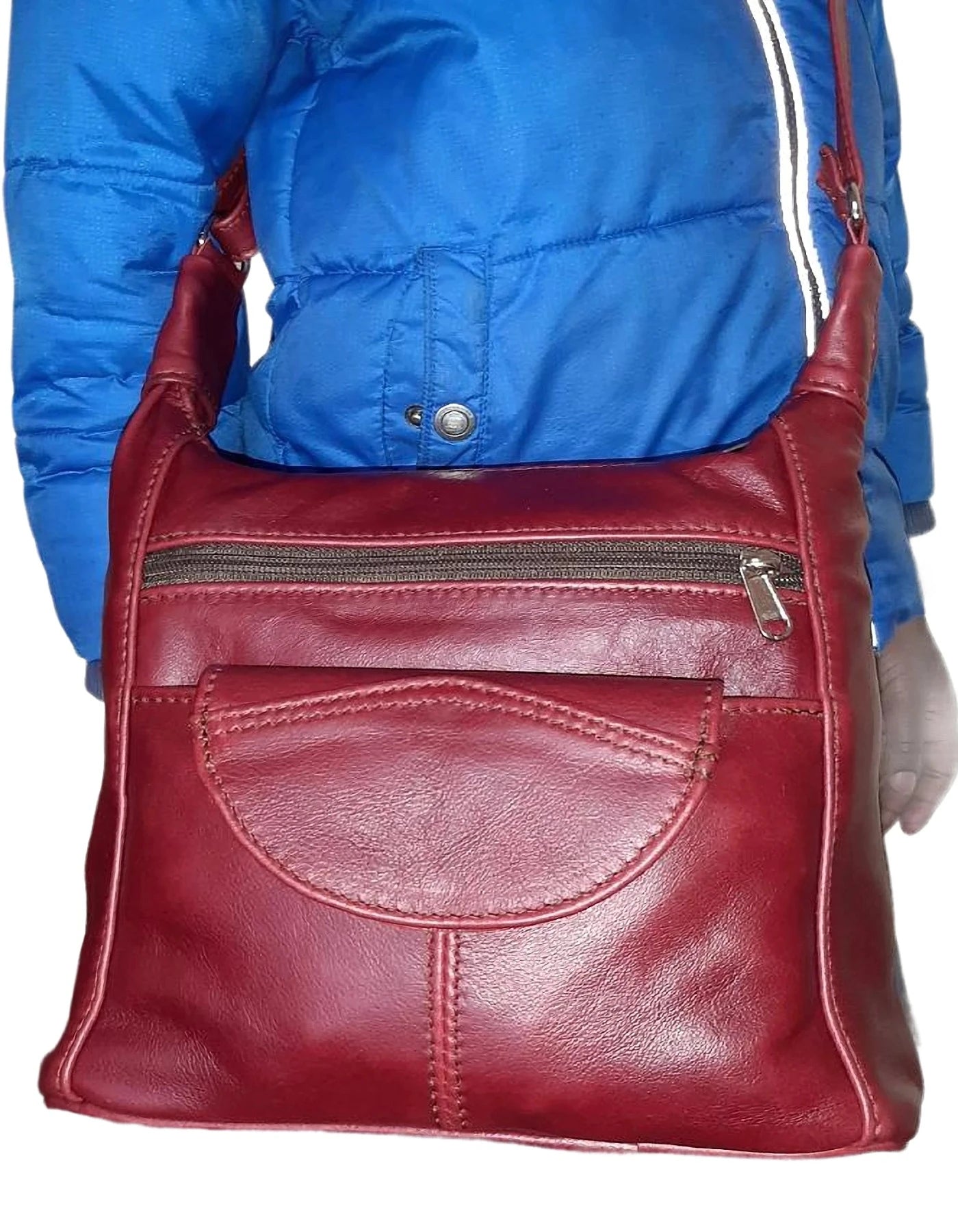 SH medium leather bags in cherry red colour from Cape Masai Leather