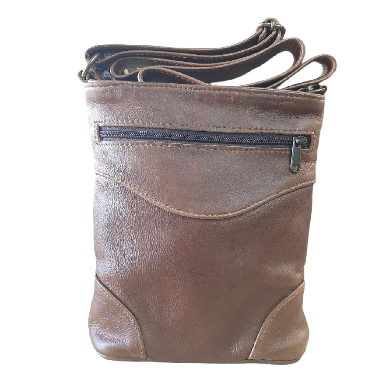 Sling leather bags big in pecan tan colour made Cape Masai leather in Cape Town