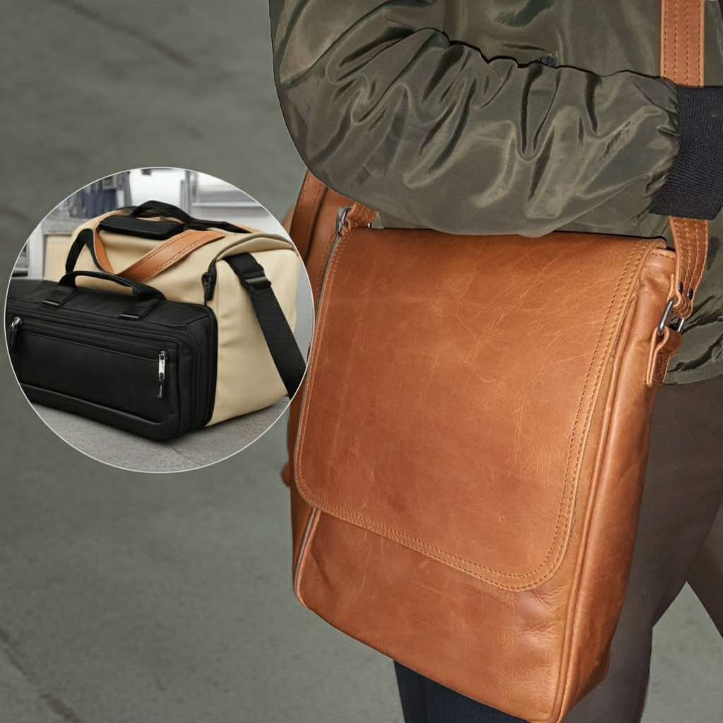 A4 leather Messenger bags