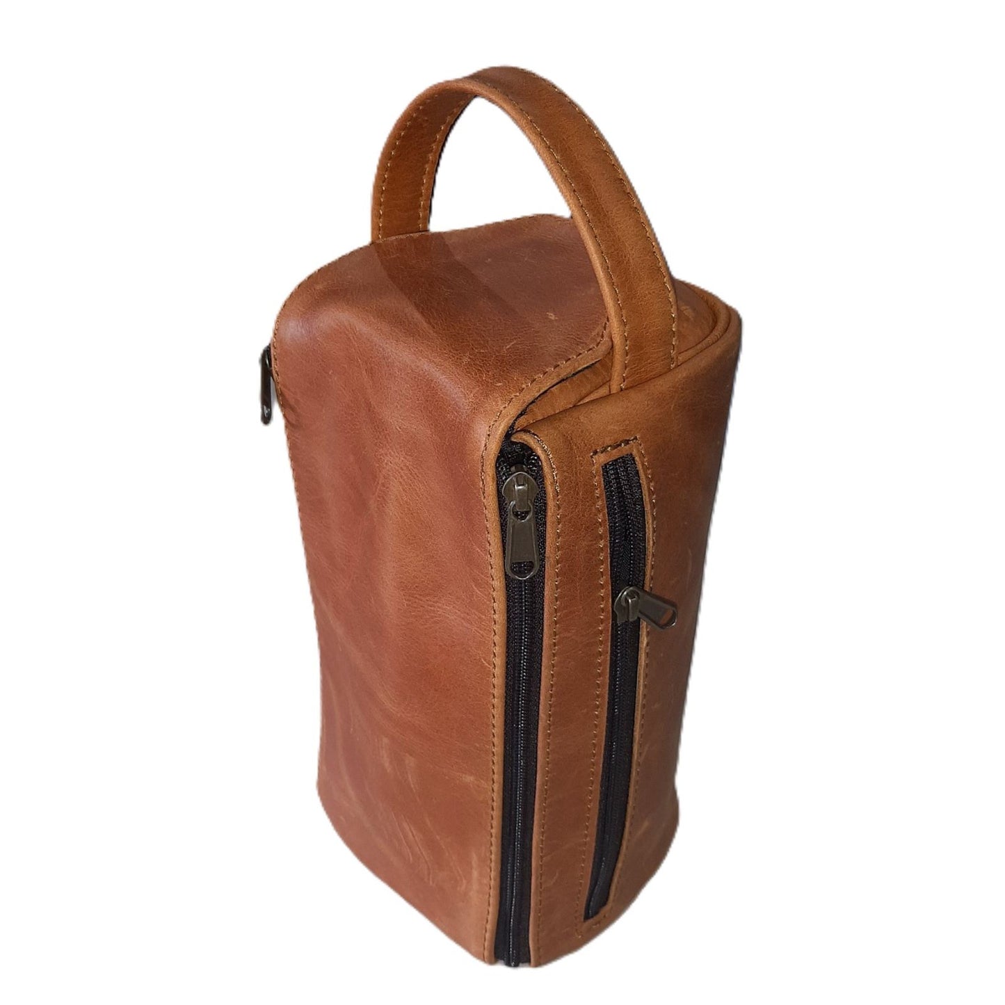 toiletry bags in toffee tan colour