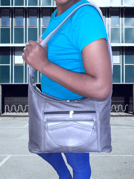 Gb7 leather bags with flap in Gray colour - cape Masai leather