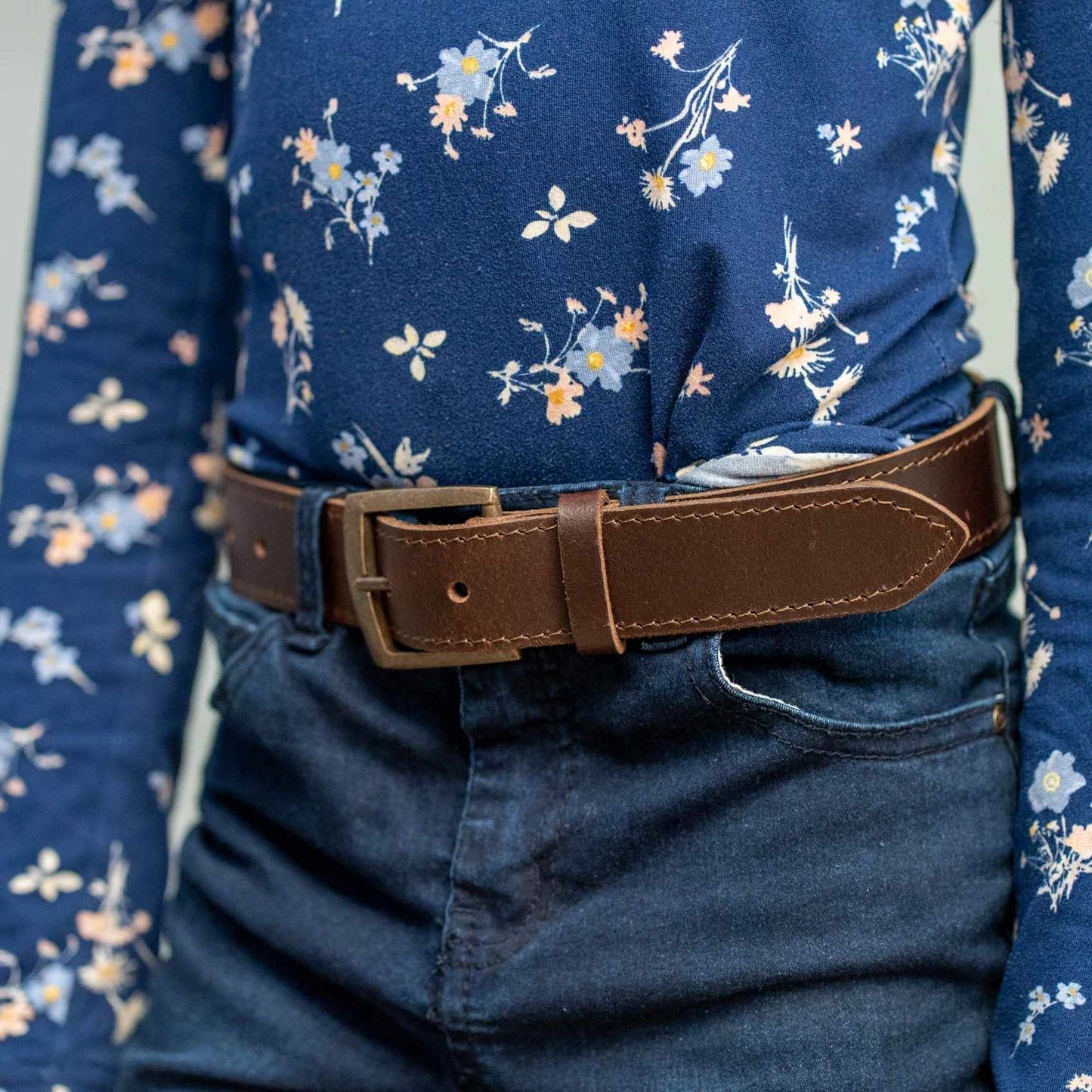 Cape Masai leather office wear belt brown