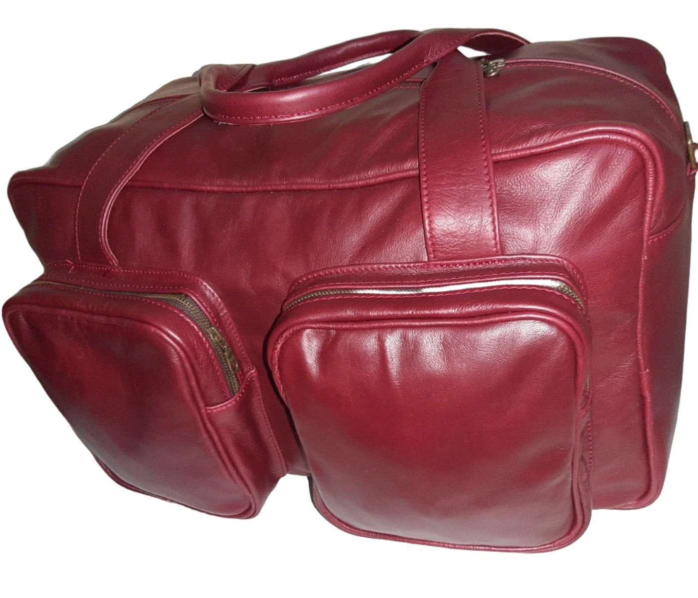 Centurion travel bags big in cherry red made by Cape Masai leather