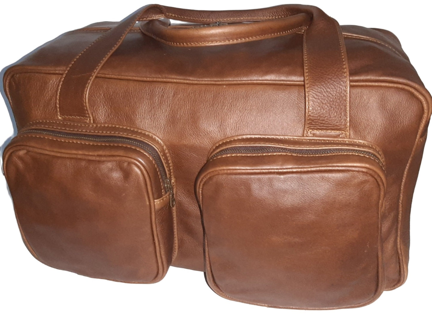 Centurion travel bags big in pecan tan made by Cape Masai leather