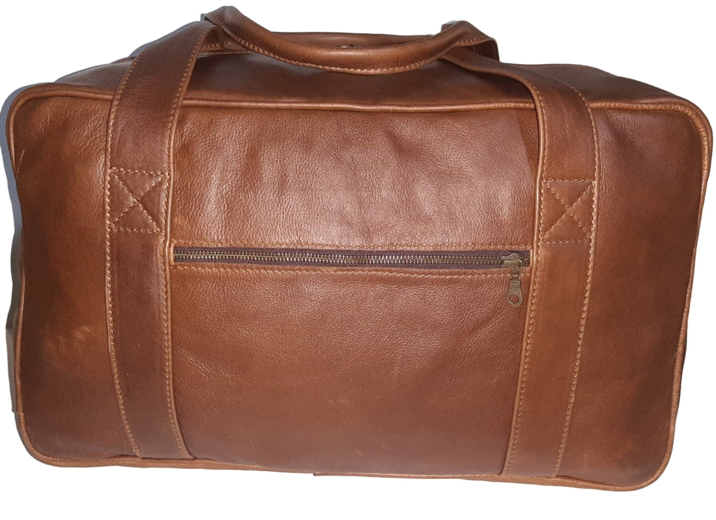 Centurion travel bags big in pecan tan made by Cape Masai leather