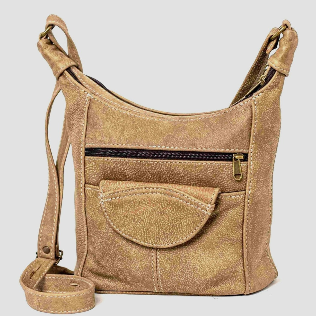 SH medium leather bags in rustic sand made by cape Masai Leather