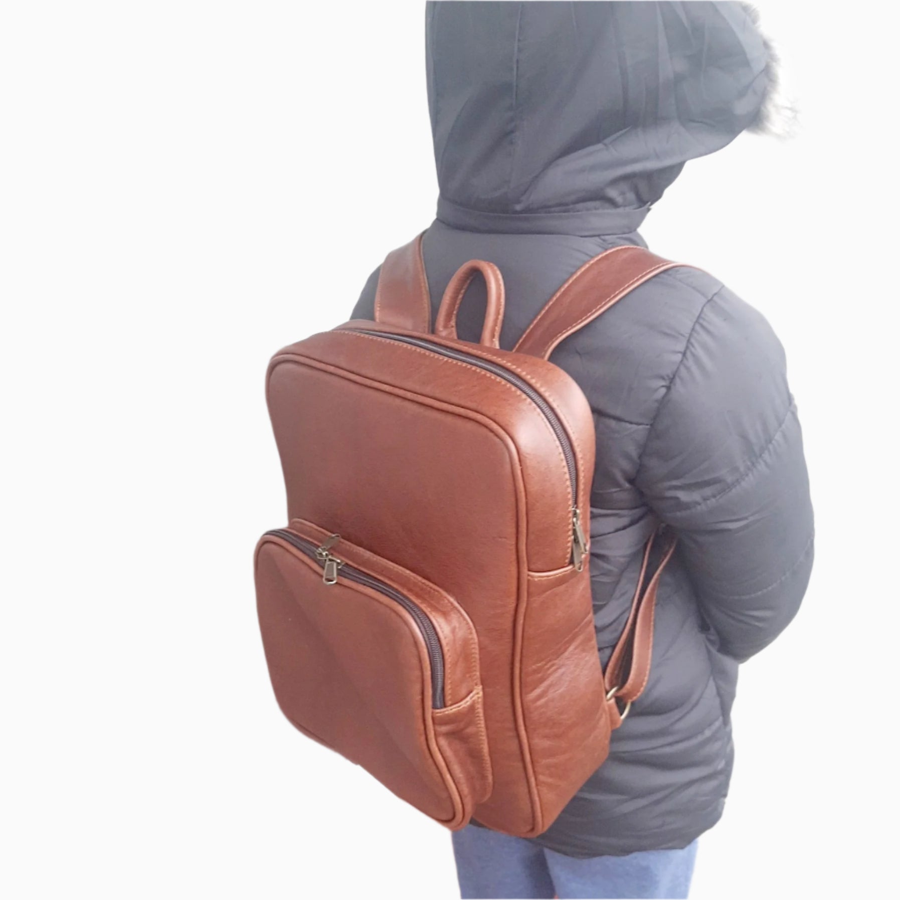 Everyday Laptop backpacks 14 in dark tan from Cape Masai Leather