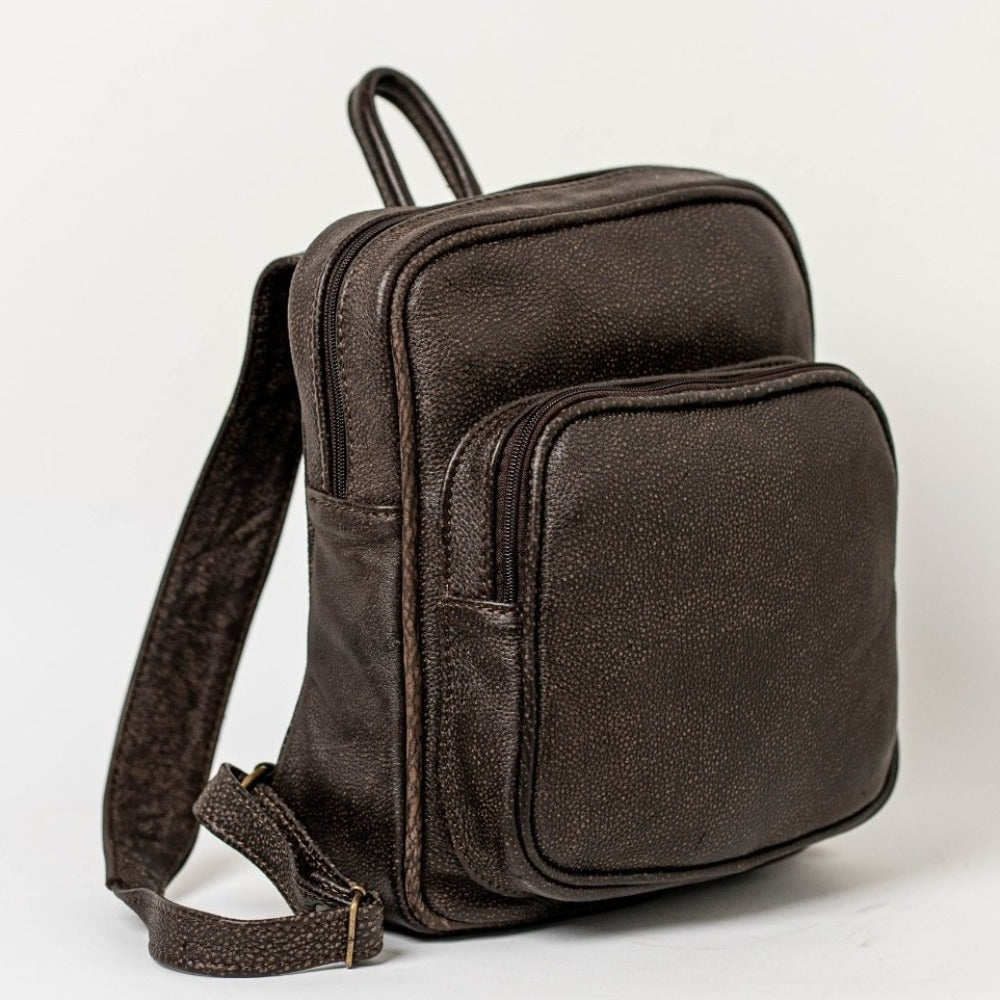 Everyday leather Backpacks in woodland's baffalo colour from cape Masai leather