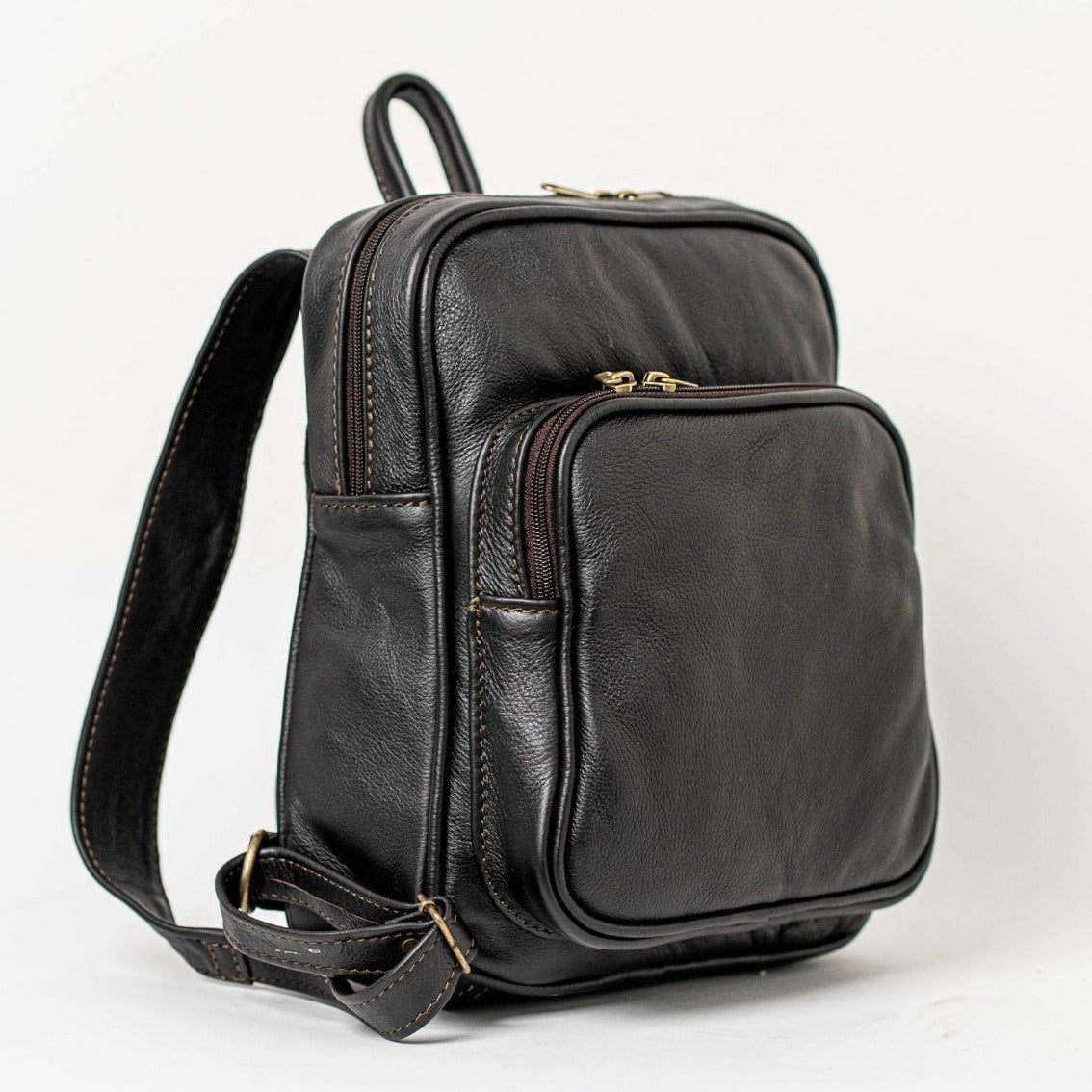 Everyday leather Backpacks in dark brown colour from cape Masai leather