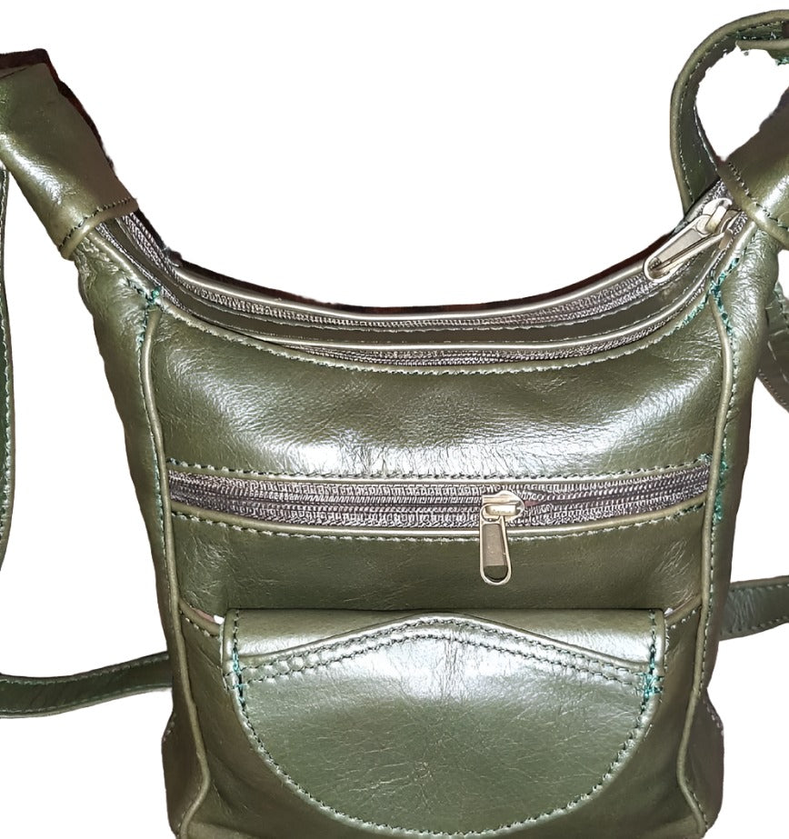 A SH small leather bags in olive green colour - cape Masai Leather