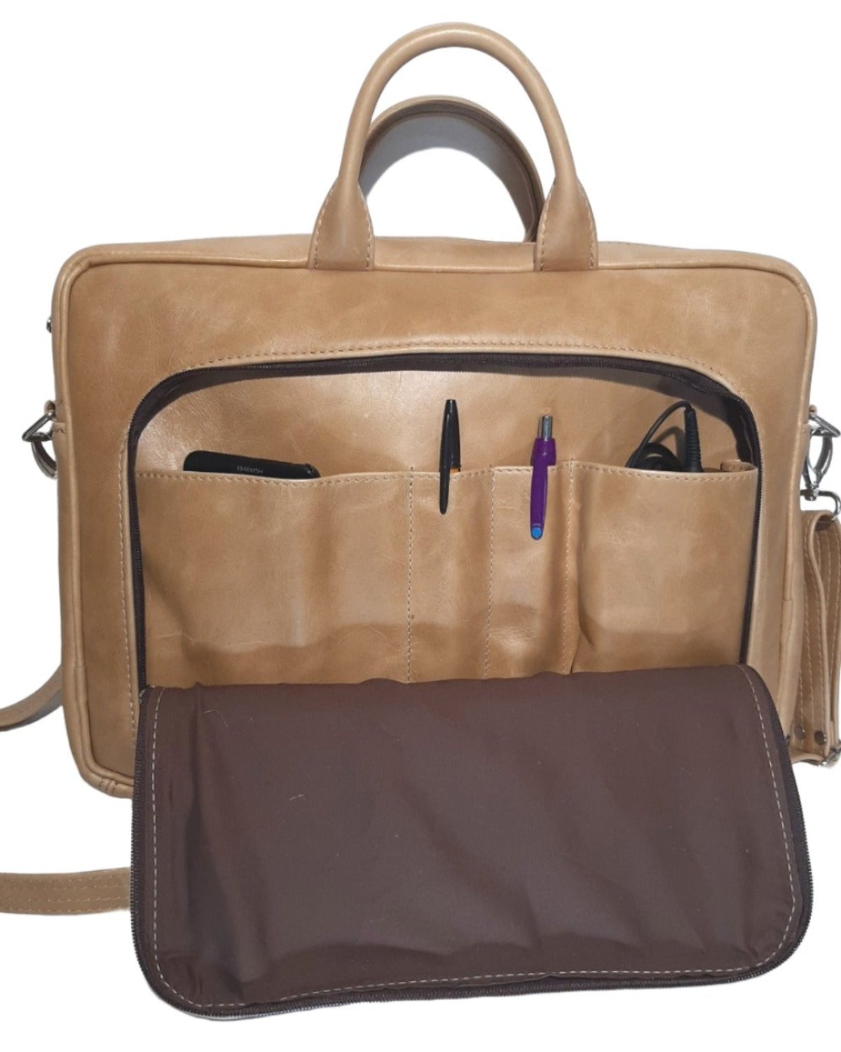 Iconi 15" laptop briefcase bags - Cape Masai leather
