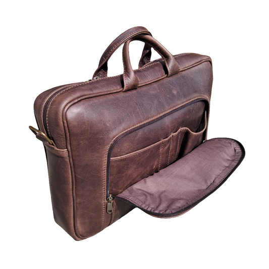 Leather laptop computer briefcase