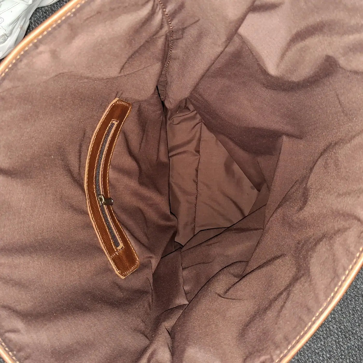 Barutile Leather Backpacks pecan tan colour inside part on white background