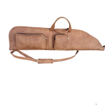 Cape Masai Leather rifle bag / guitar case in bitter brown on a white background
