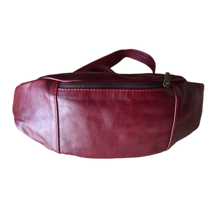 Cape Masai leather moon in cherry red colour