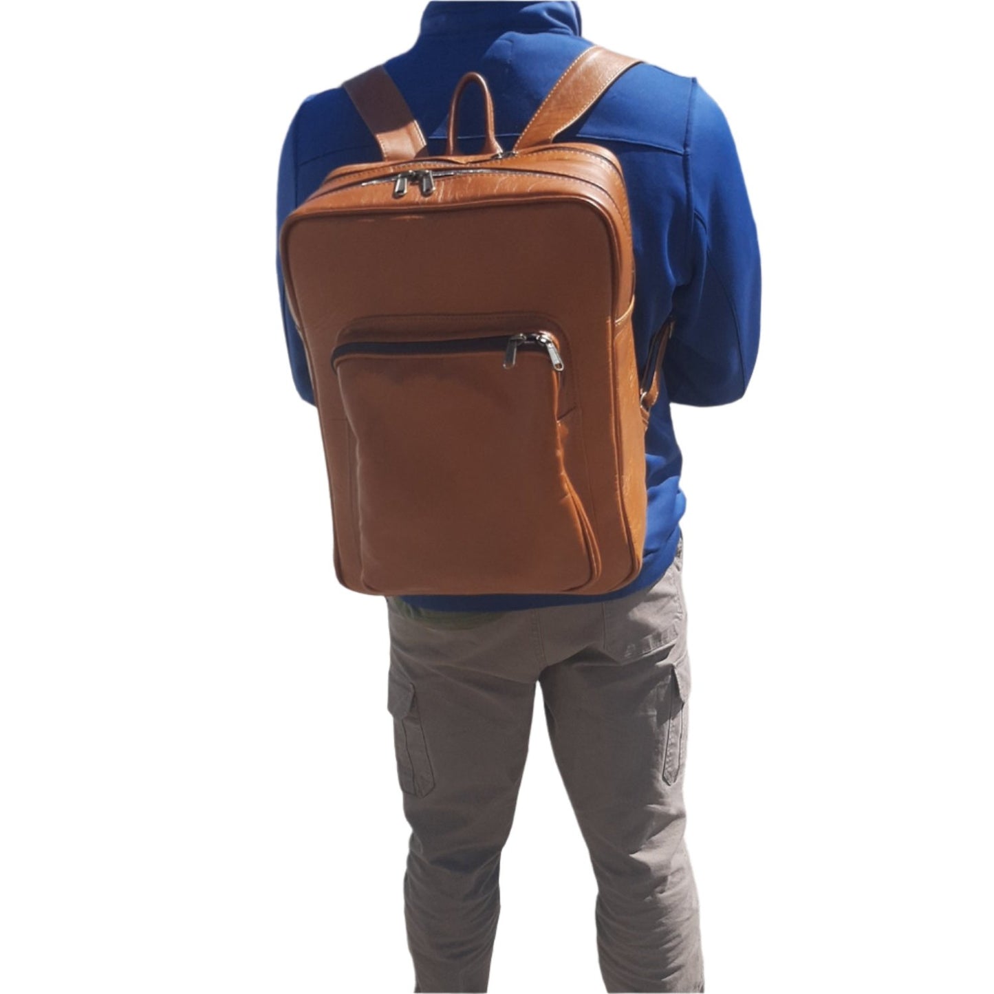 Everyday school Laptop backpacks in light tan colour without the side pockets