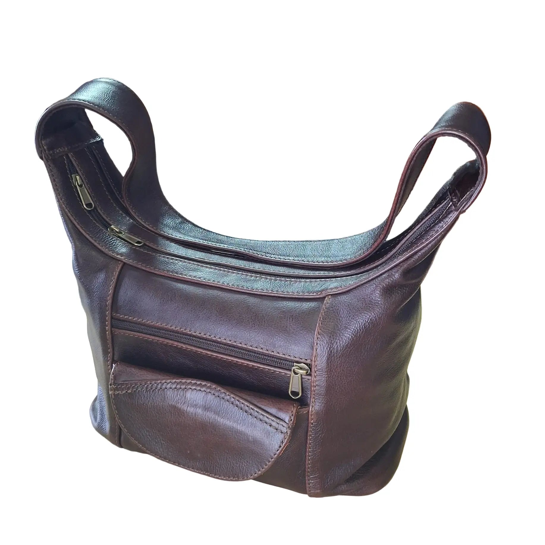 Gb7 leather bags with flap back side in dark brown made by cape Masai Leather