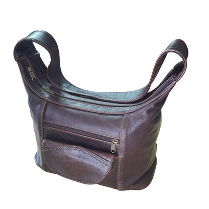 Gb7 leather bags with flap back side in dark brown made by cape Masai Leather