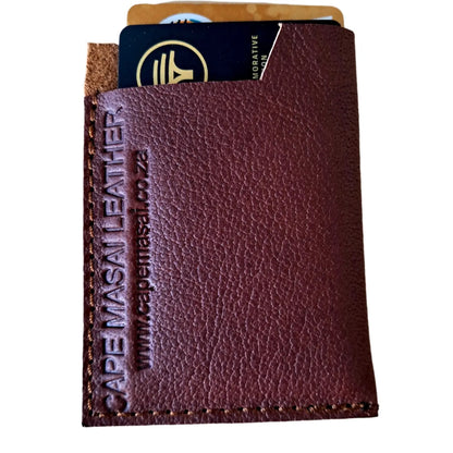 Genuine Leather Card Holder Wallet in Dark tan colour with cards inside