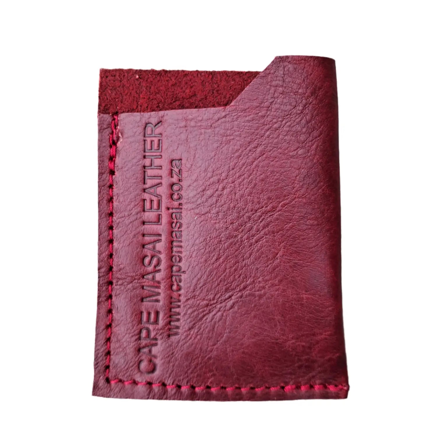 Genuine Leather Card Holder Wallet in cherry red colour