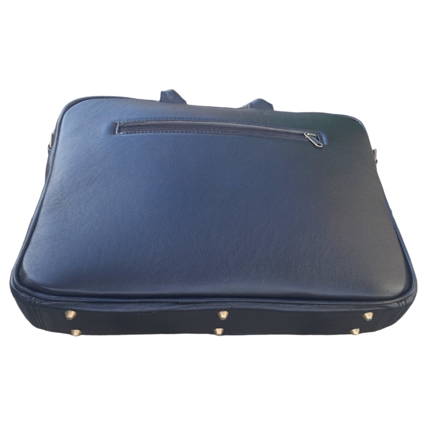 Iconic 14 inches laptop briefcase back side in black from Cape Masai Leather Shop