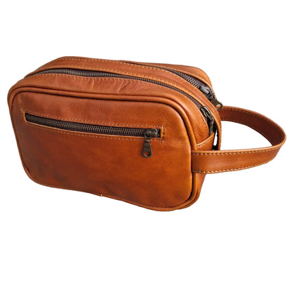 J boy toiletry bag in toffee tan by Cape Masai leather 