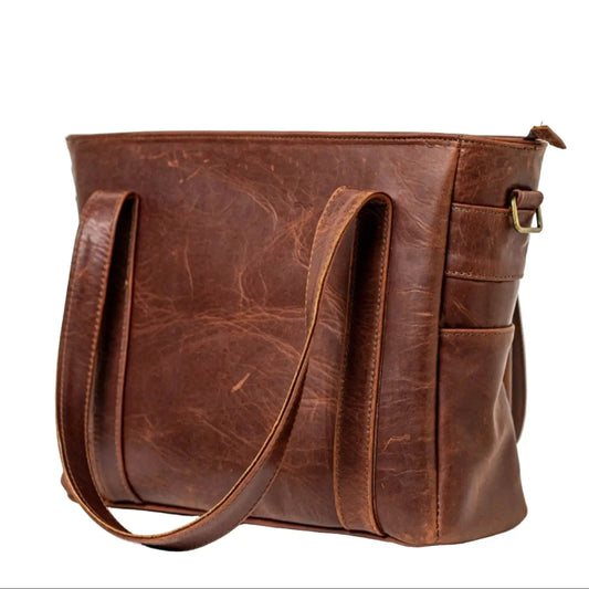 Ladies Laptop bags in Diesel Pitstop cigar colour made in Cape Town by Cape Masai leather