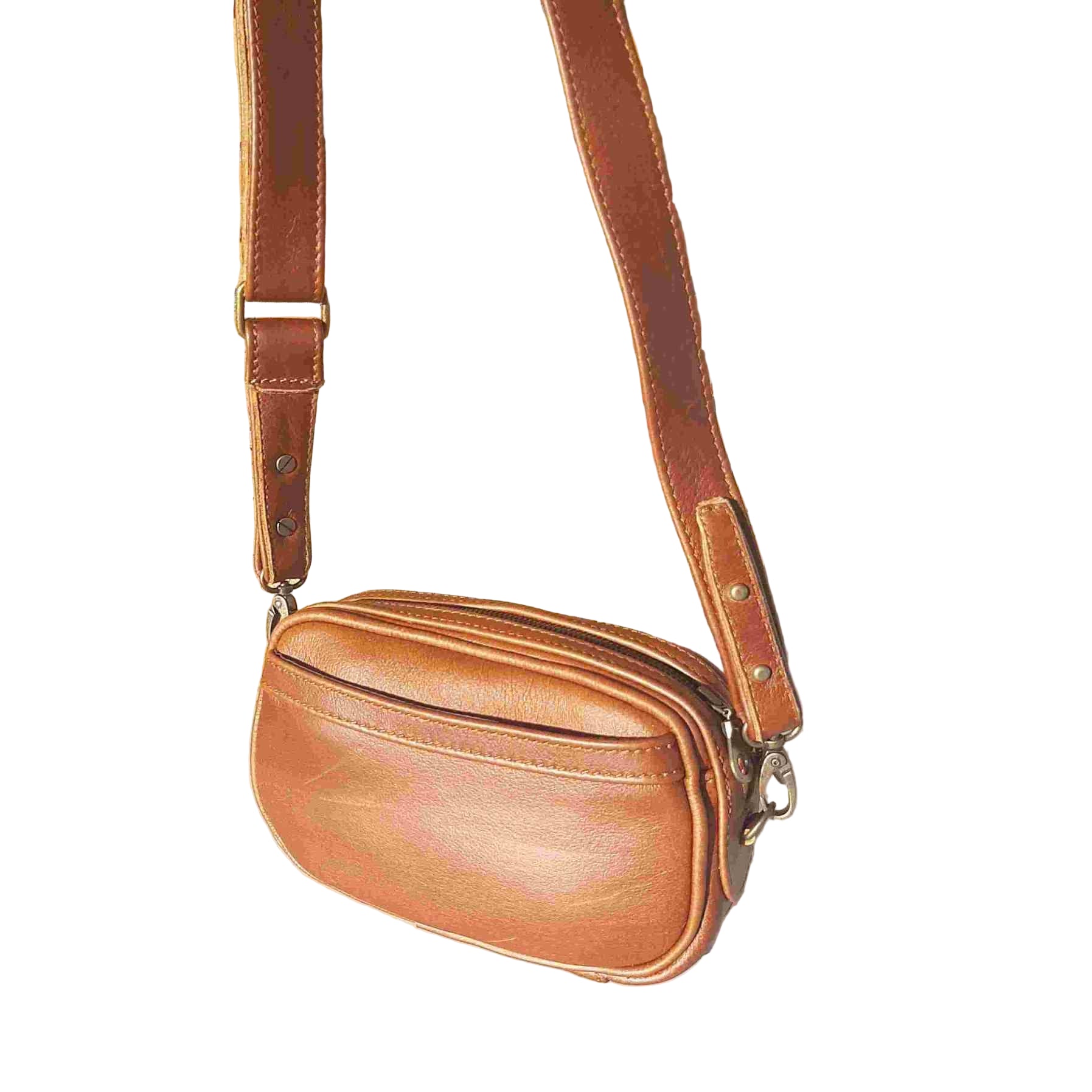 Hanging Lady X Leather Sling in cape rust