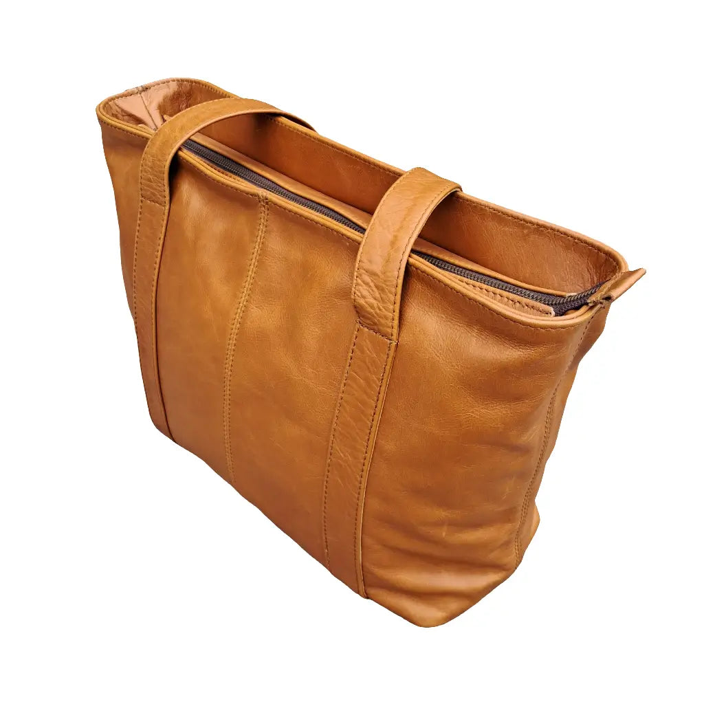 Linda Shopping leather bags in light tan back by cape Masai Leather