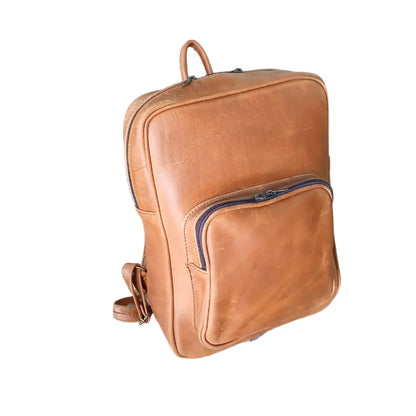 Masai Leather Laptop Backpack 14 Inches in toffee tan