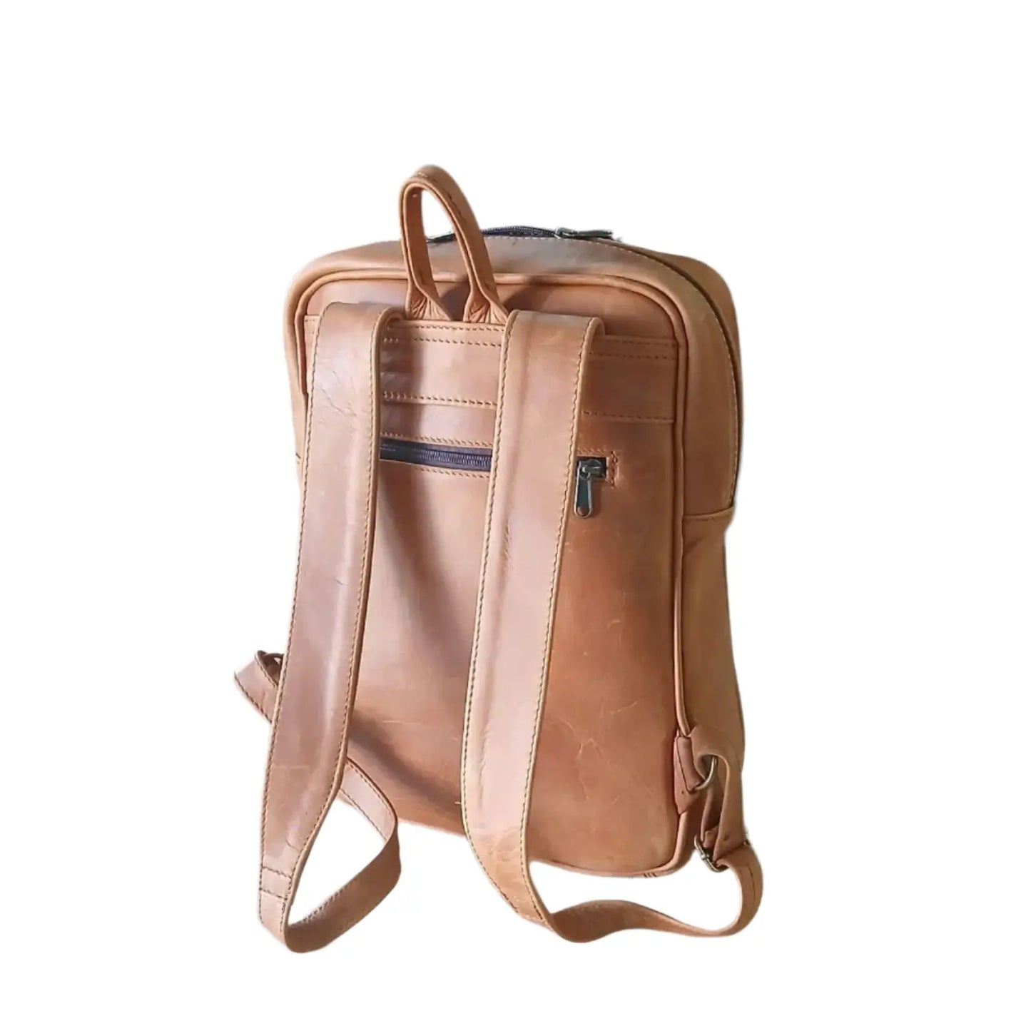 Masai Leather Laptop Backpack 14 Inches in toffee tan