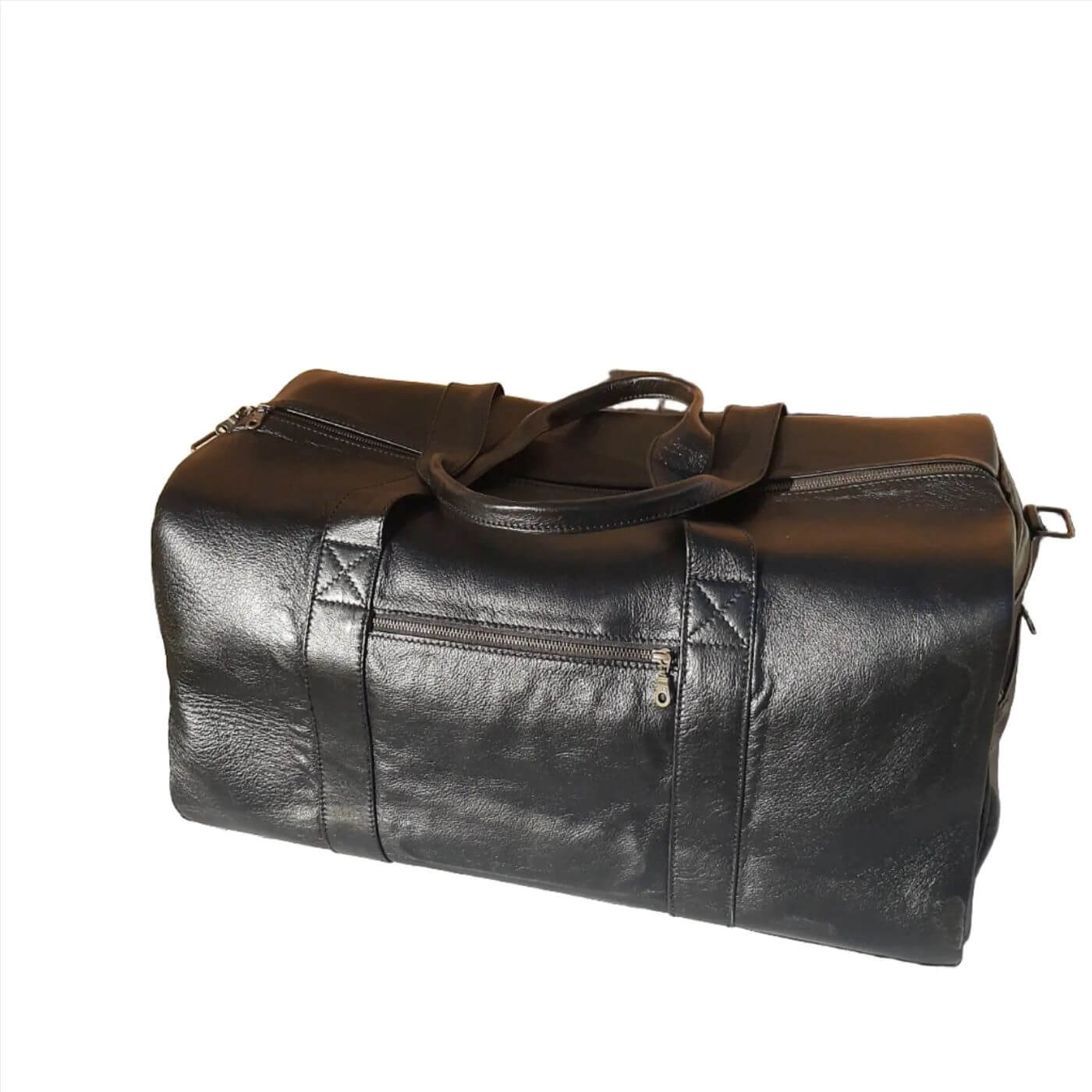 Masai leather travel bag XL in black colour - Cape Masai leather