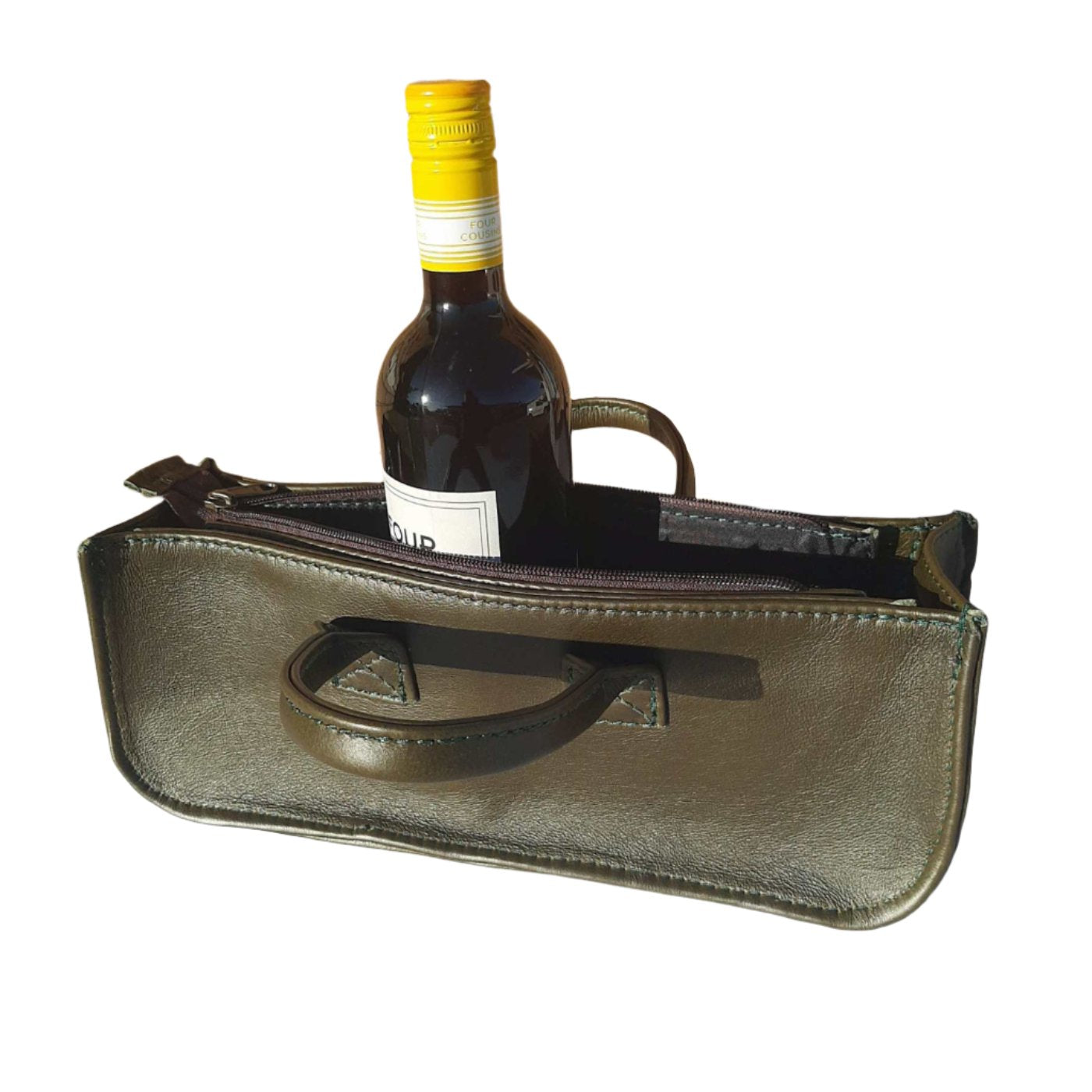 Paris wine bags olive green from Cape Masai Leather