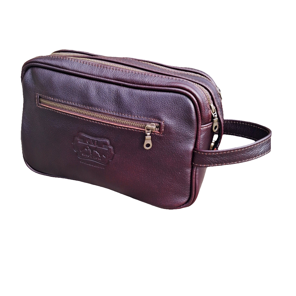 J boy toiletry bag in dark tan colour 