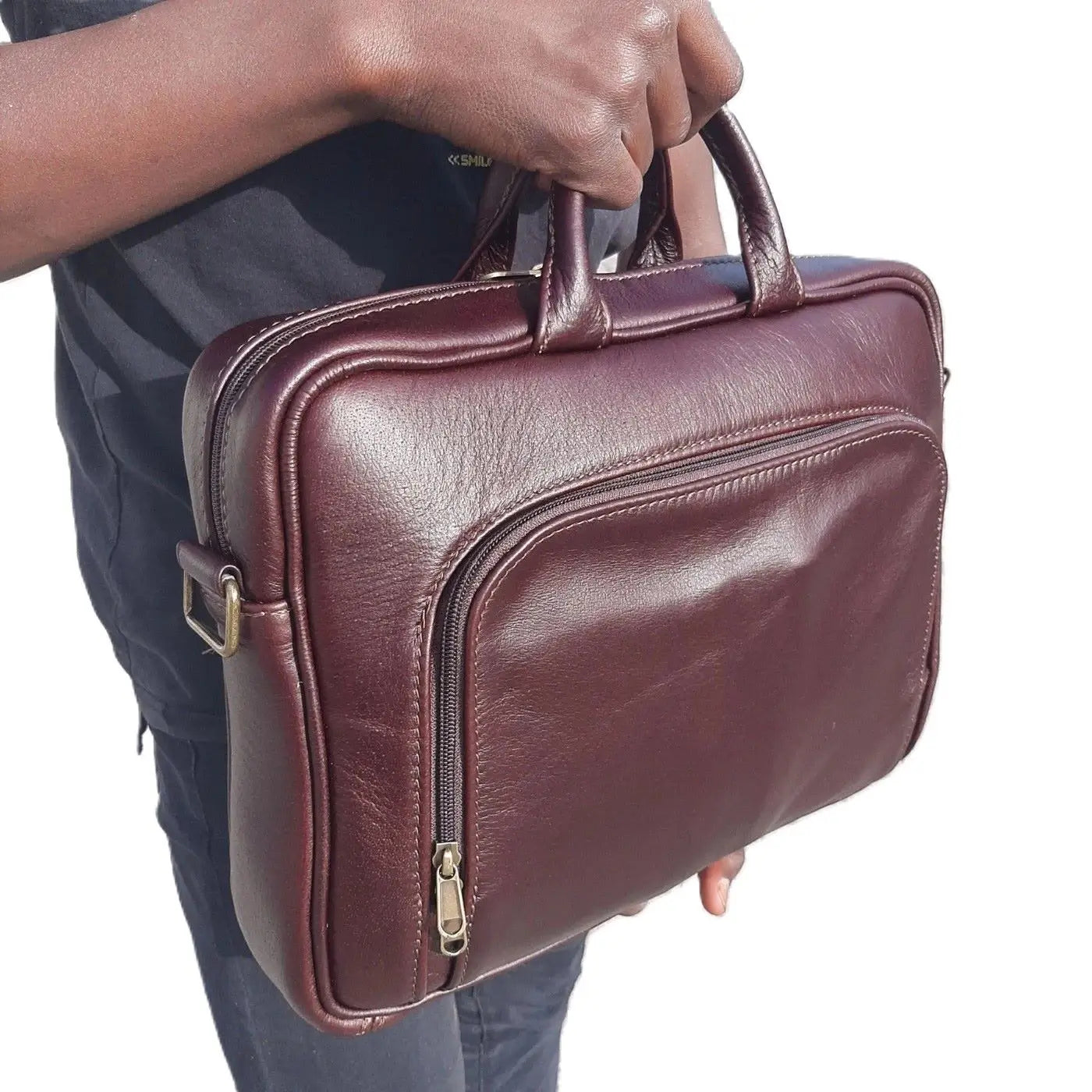 conic 14 inches laptop briefcase - Dark tan from Cape Masai Leather Shop