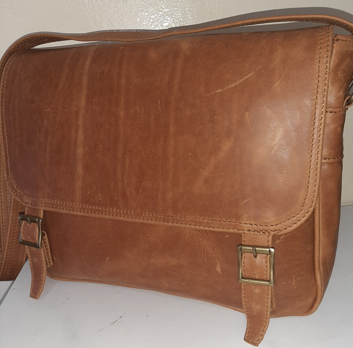 Men's laptop bag 13"- 14" with buckles- Cape Masai leather 