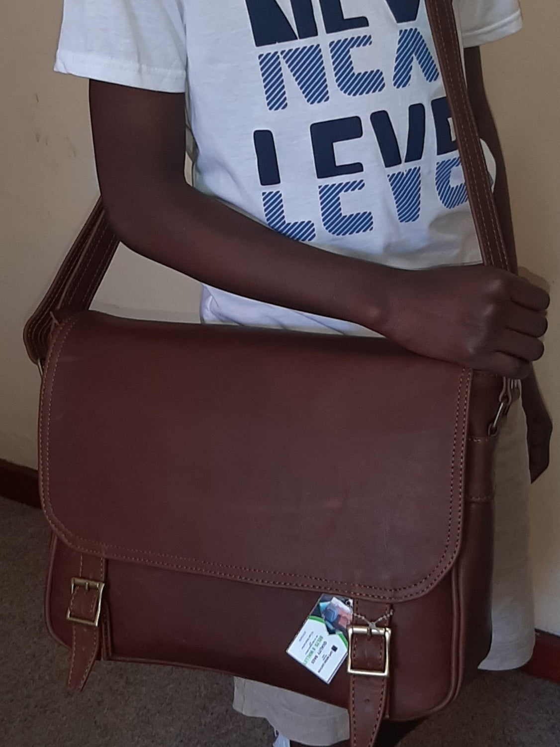 Men's laptop bag 13"- 14" with buckles- Cape Masai leather 
