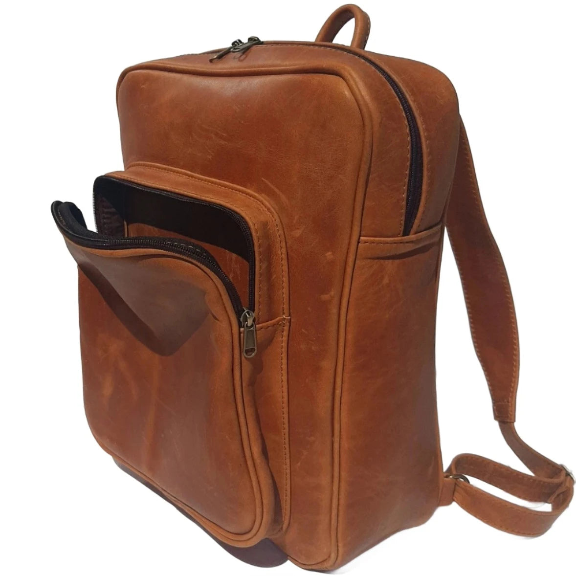 Genuine leather Everyday laptop  backpacks 15" in toffe tan colour Designed by Cape Masai leather. 